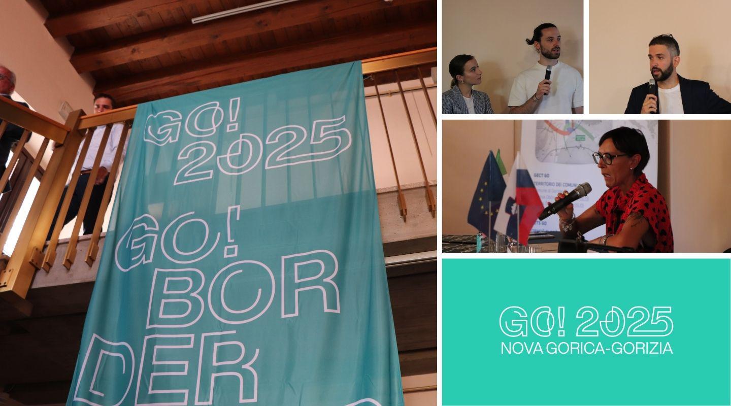Il nuovo logo di GO!2025, tre ragazzi ridisegnano la Capitale della cultura